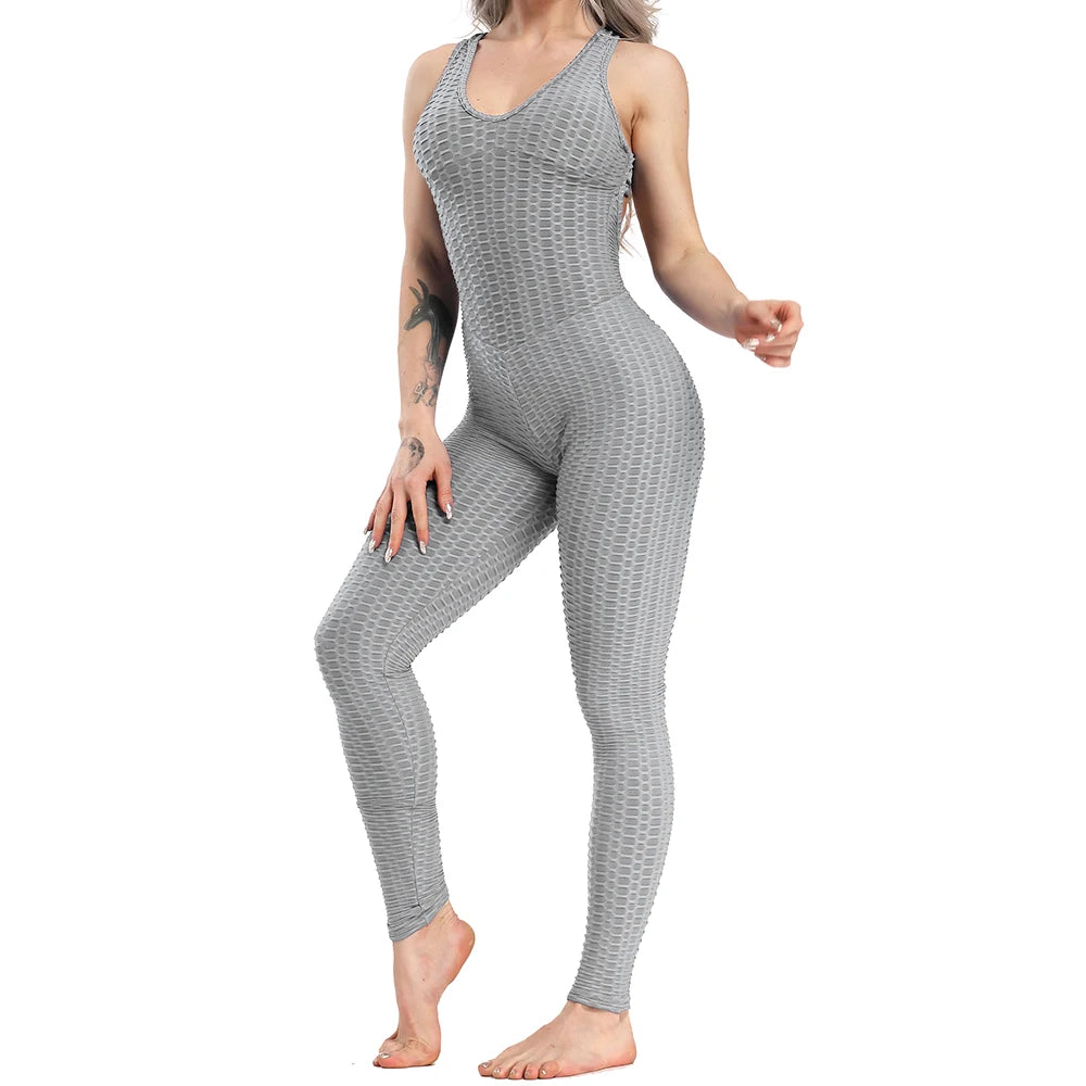 Women's Sexy Fitness Backless Halter Romper Bodysuit