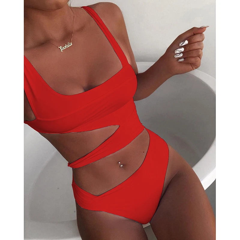 Sexy Bikini Set One Shoulder One Piece Swimsuit