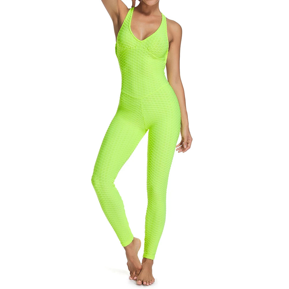 Women's Sexy Fitness Backless Halter Romper Bodysuit