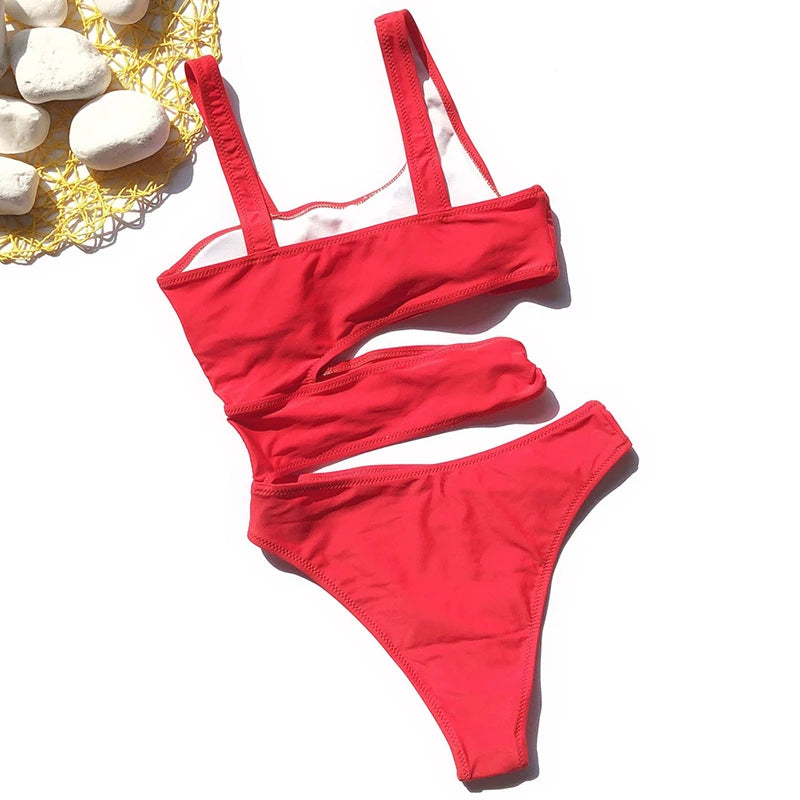 Sexy Bikini Set One Shoulder One Piece Swimsuit