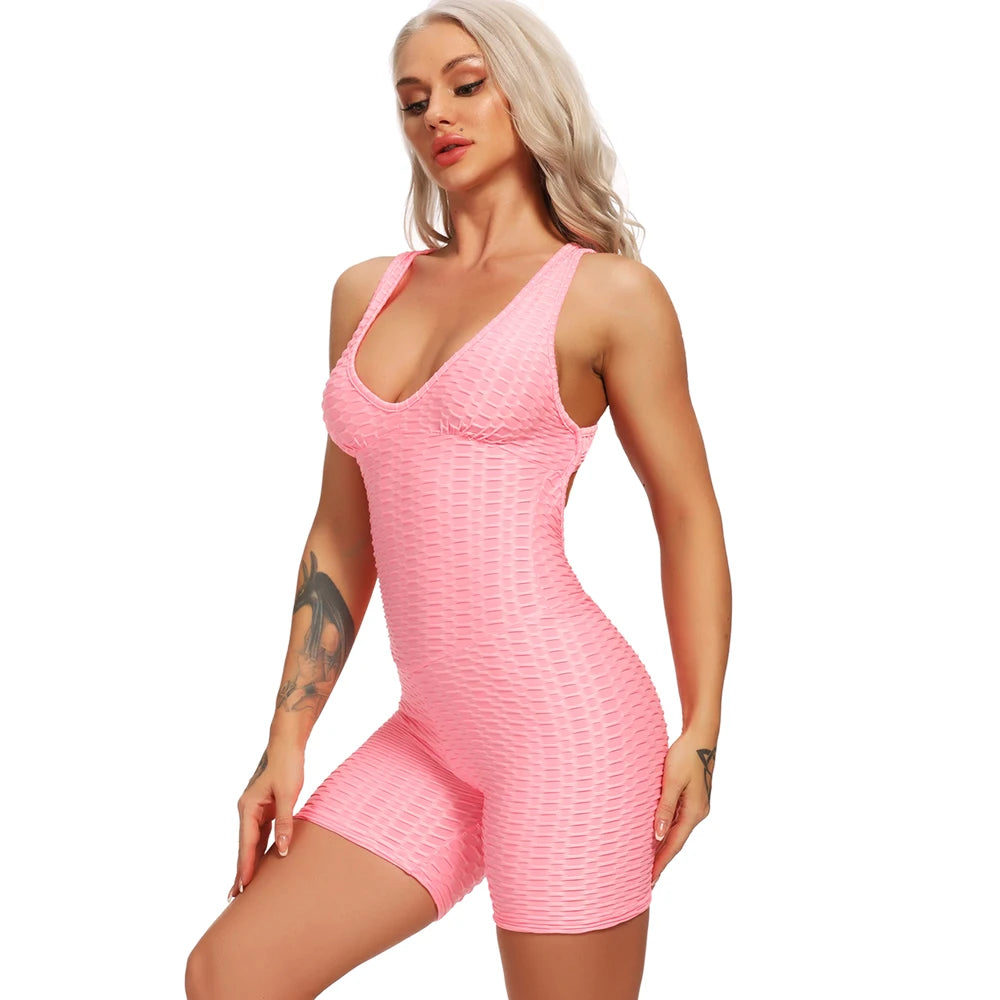 Women's Sexy Fitness Backless Halter Romper Bodysuit