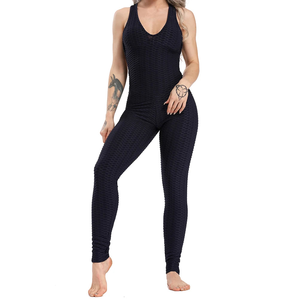 Women's Sexy Fitness Backless Halter Romper Bodysuit