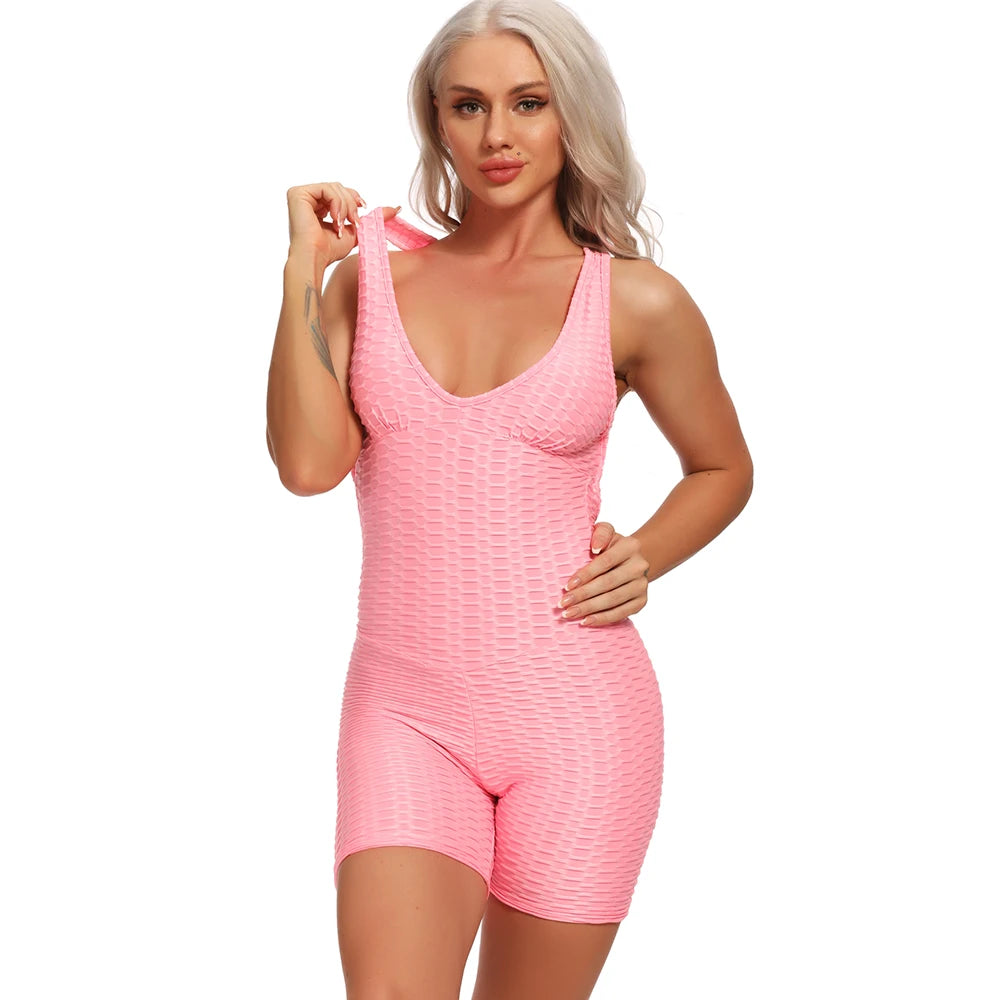Women's Sexy Fitness Backless Halter Romper Bodysuit