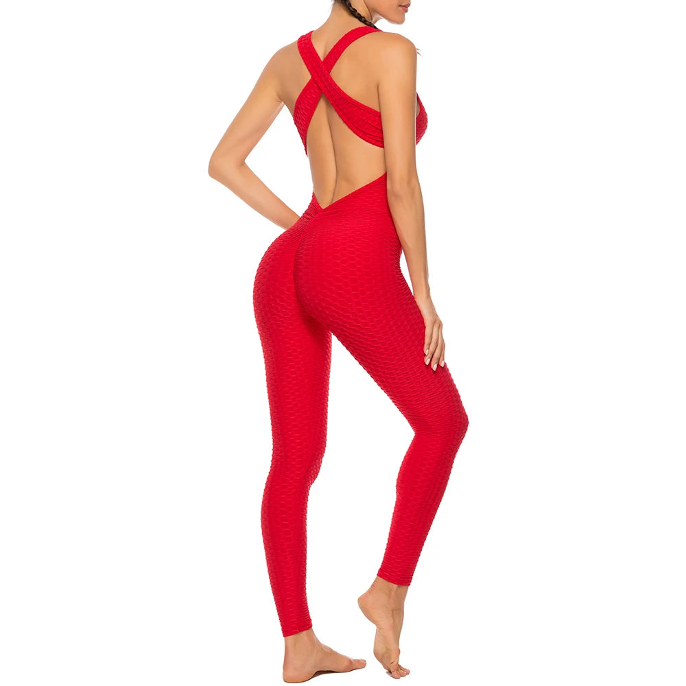 Women's Sexy Fitness Backless Halter Romper Bodysuit