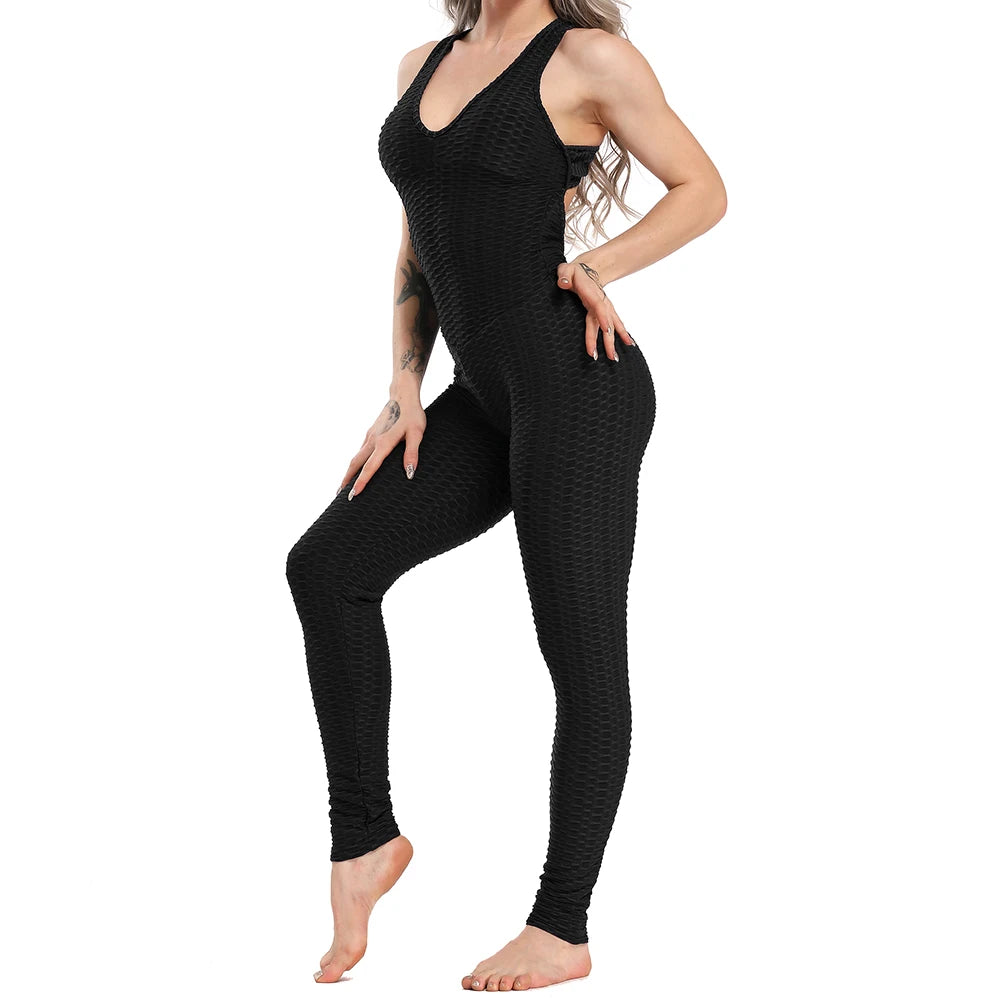 Women's Sexy Fitness Backless Halter Romper Bodysuit