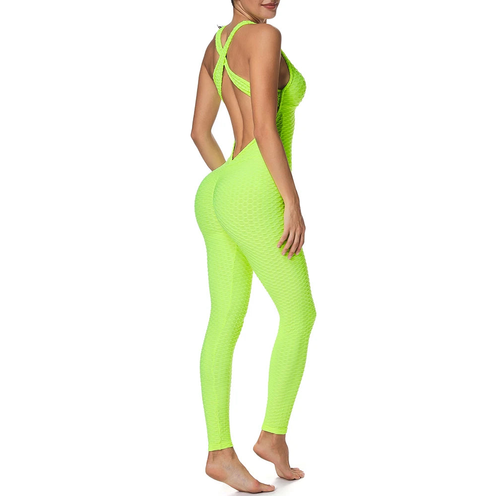 Women's Sexy Fitness Backless Halter Romper Bodysuit