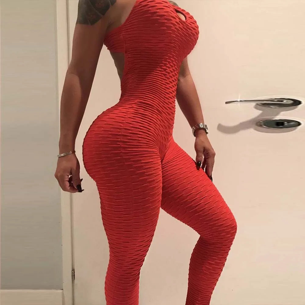 Women's Sexy Fitness Backless Halter Romper Bodysuit