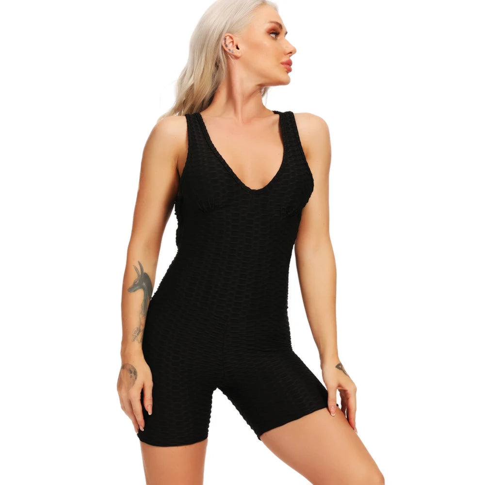Women's Sexy Fitness Backless Halter Romper Bodysuit