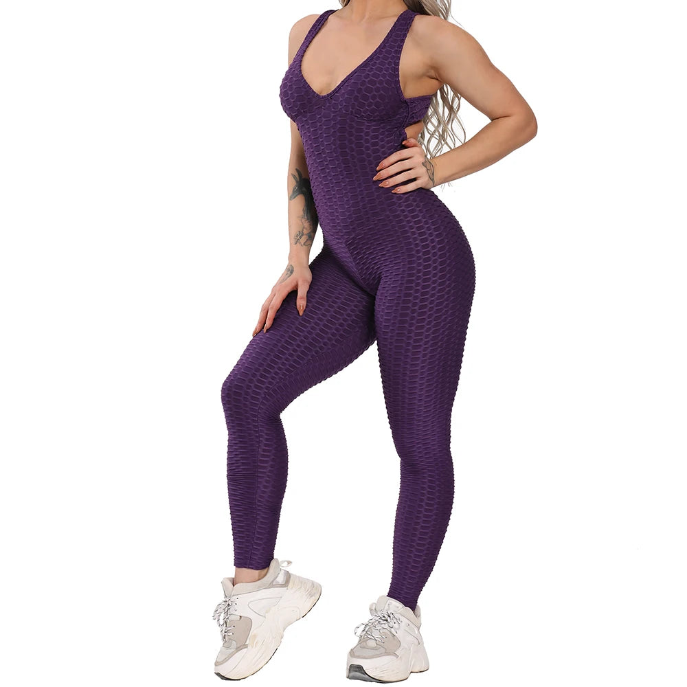 Women's Sexy Fitness Backless Halter Romper Bodysuit