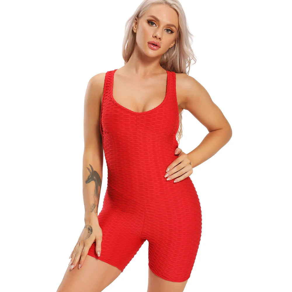 Women's Sexy Fitness Backless Halter Romper Bodysuit