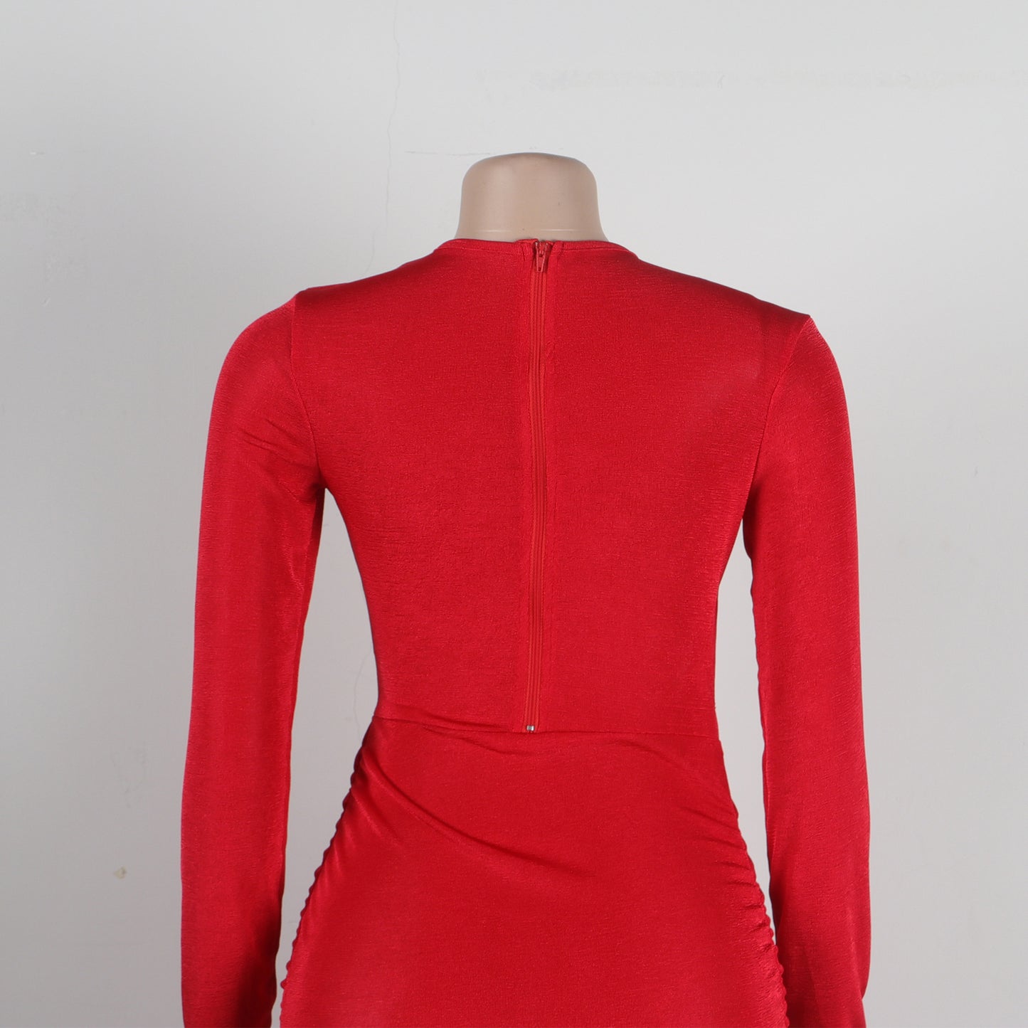 Women Wrap Cutout High Side Split Long Sleeve O-neck Maxi Dress.