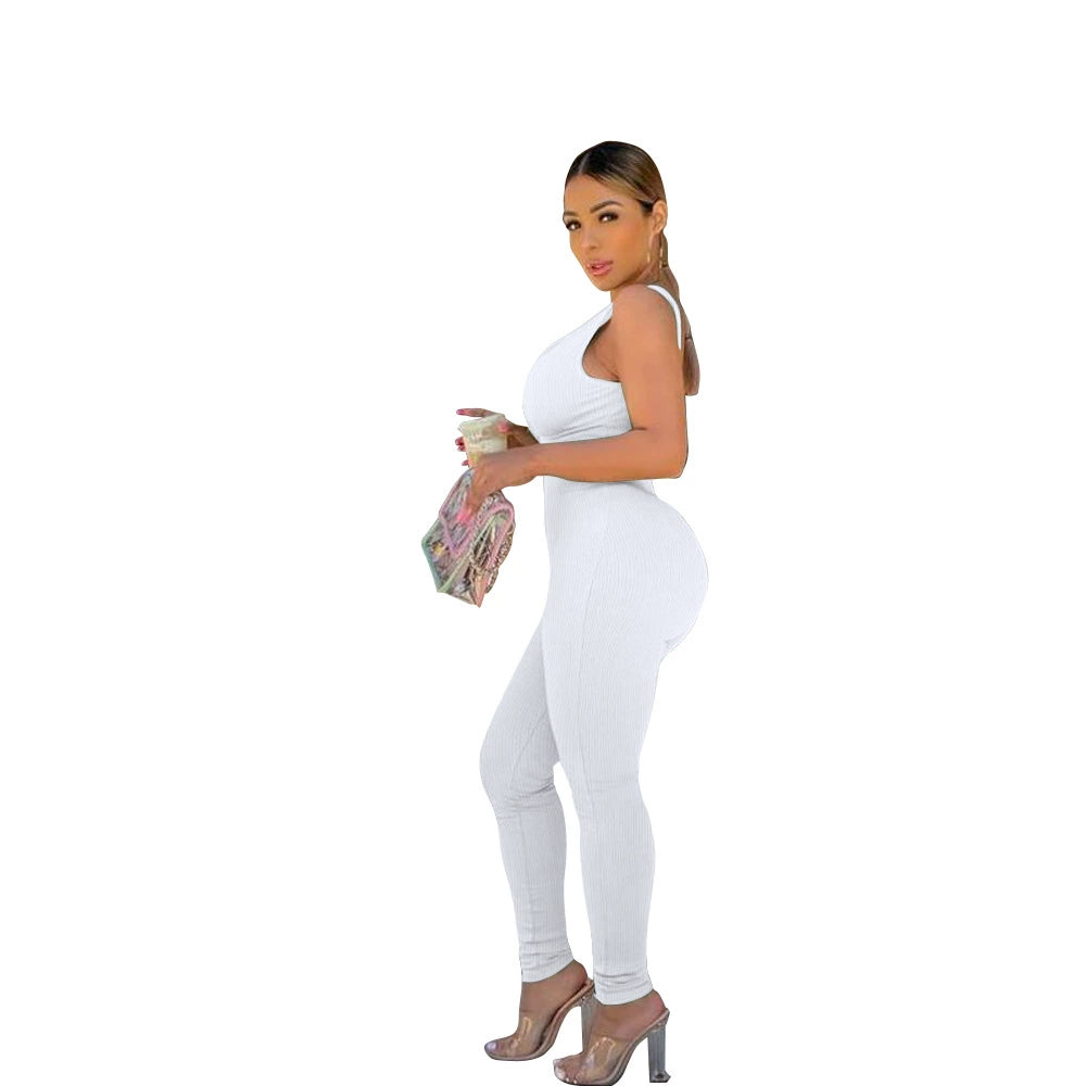 New Arrival Cross-Border Fashion European and American Women's Clothing Pure Color Backless Siamese Sleeveless Pants