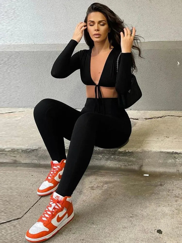 Kliou Solid Jumpsuit Drawstring Cleavage Waist Out One Piece Overall Sexy Body-Shaping Hipster Midnight Club Female Clothing