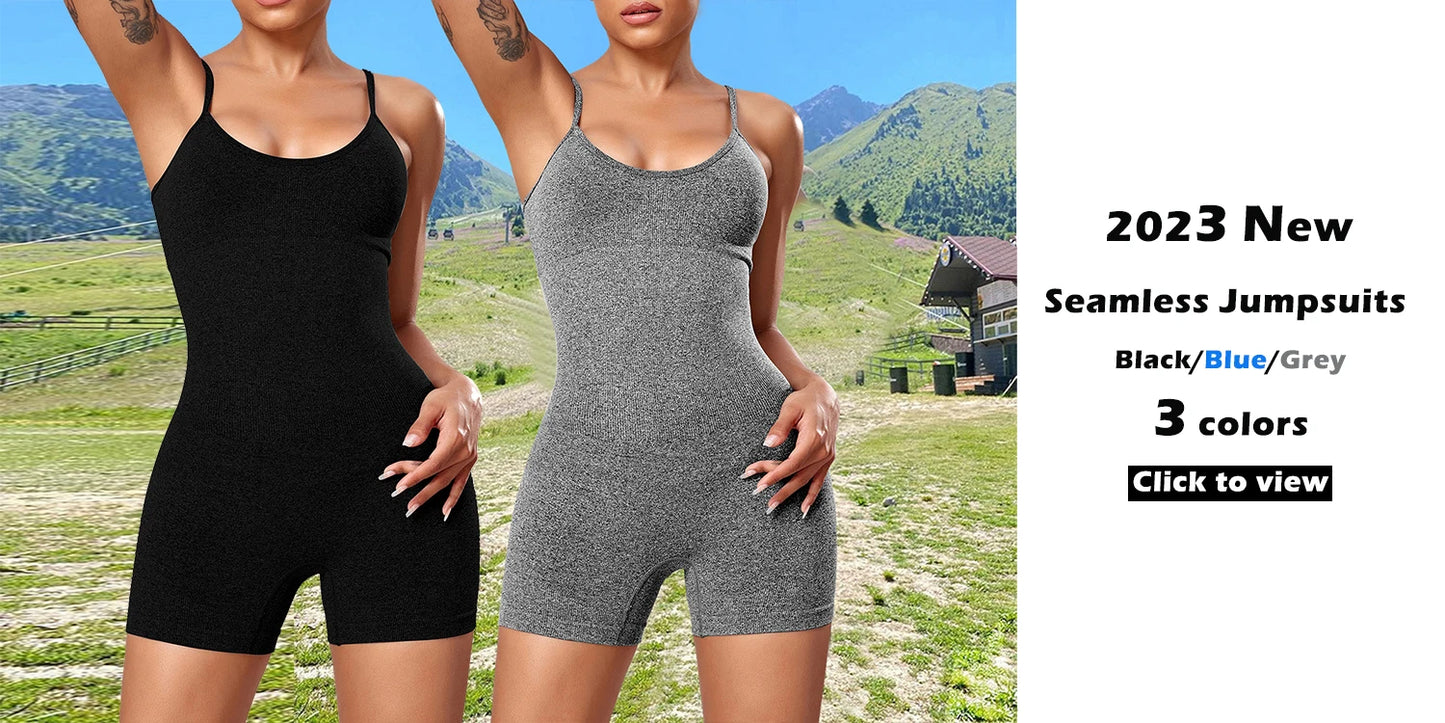 Women's Sexy Fitness Backless Halter Romper Bodysuit