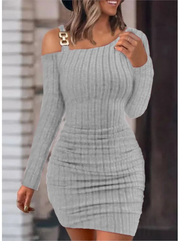 Sexy Chain Off Shoulder Mini Dress