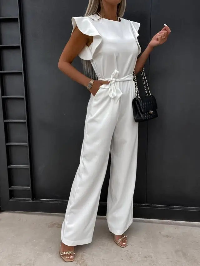 Elegant Short Sleeve Wide Leg Jumpsuit for Women