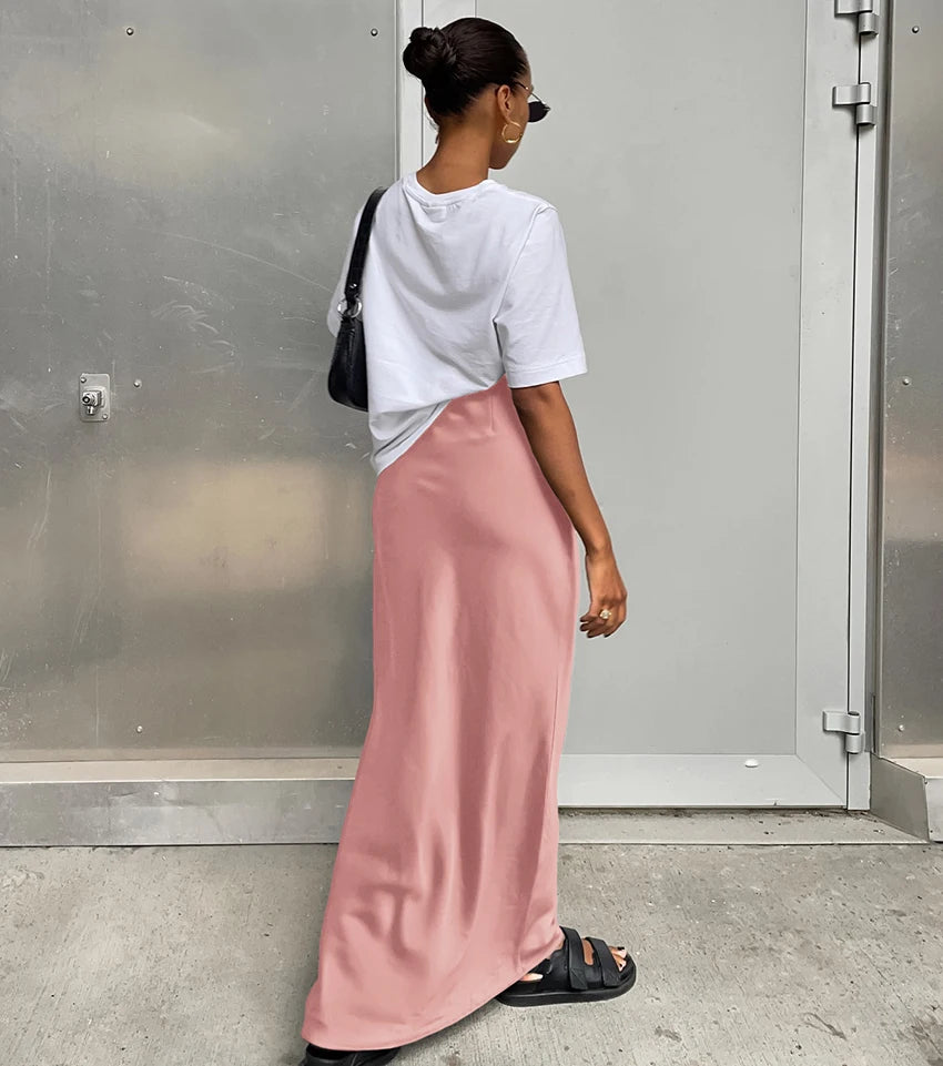 Elegant Satin Black Trumpet Skirt