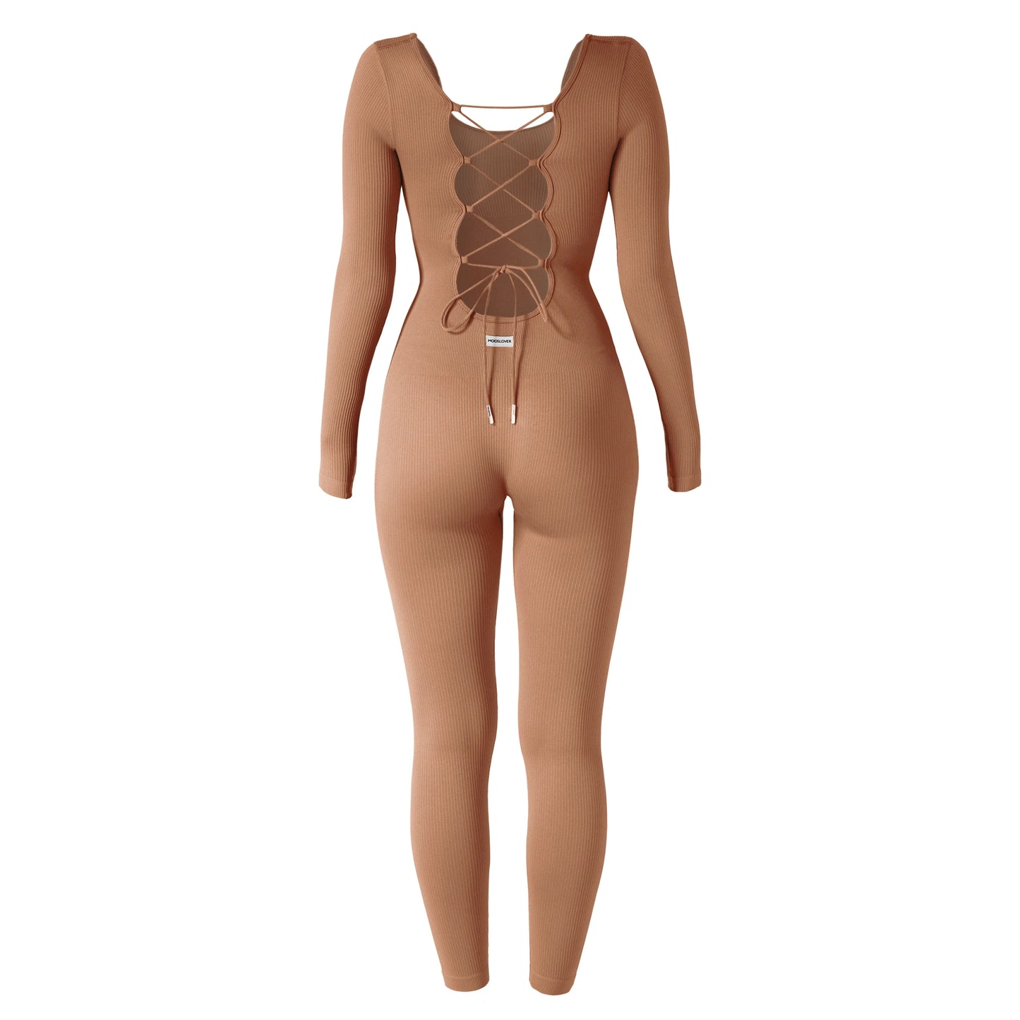 Women ‘s slim front Zipper Casual Brown Fitness Romper