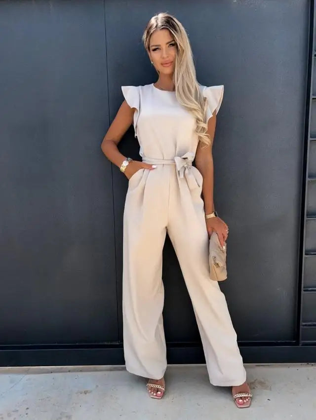 Elegant Short Sleeve Wide Leg Jumpsuit for Women