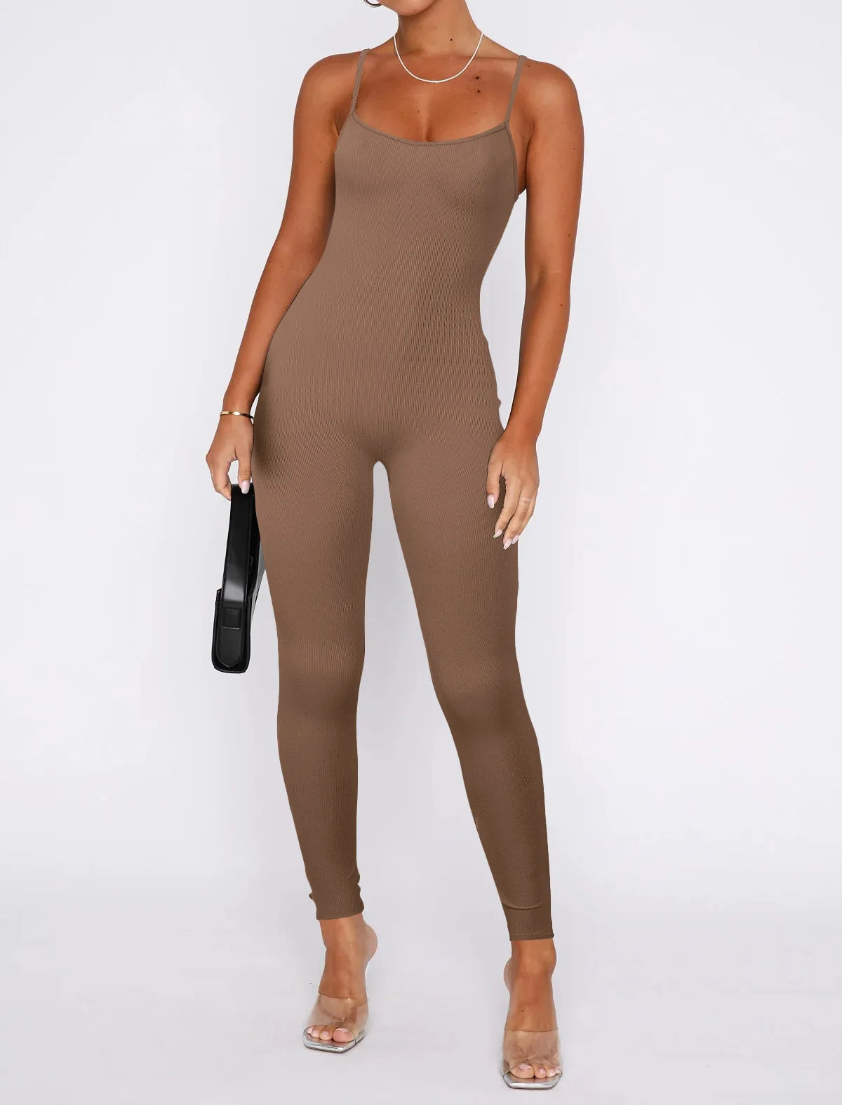 Women Workout Seamless One Piece Spaghetti Strap Yoga Jumpsuit