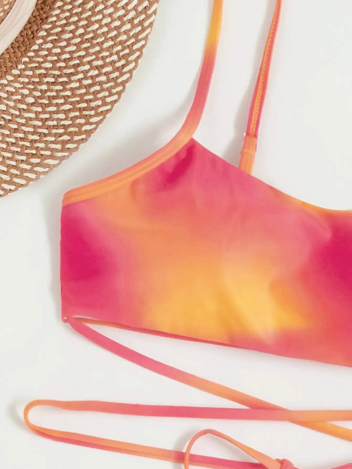 Sexy 3 Pieces Ombre Lace Up Bikini Swimsuit & Beach Skirt