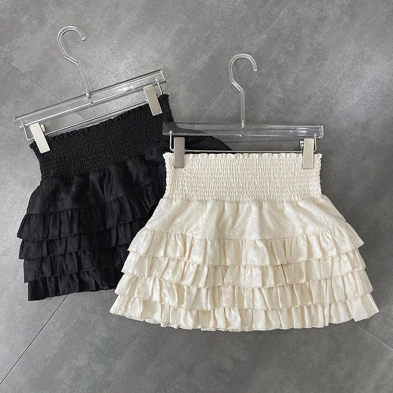 Women's Mini High Waist Lace A Line Streetwear Skirt