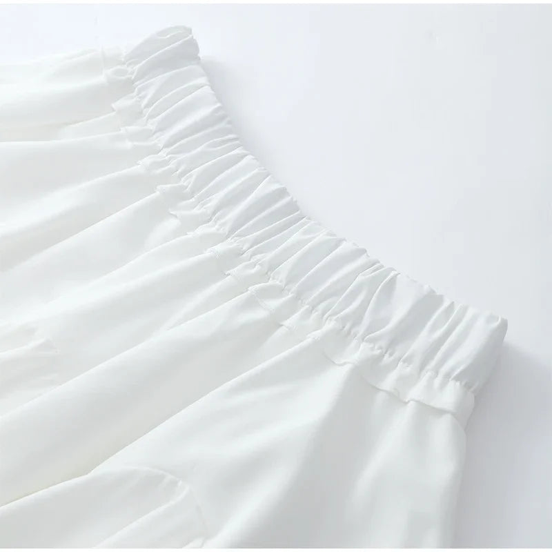 Elegant White Ruffled High Waist Mini Skirt For Women
