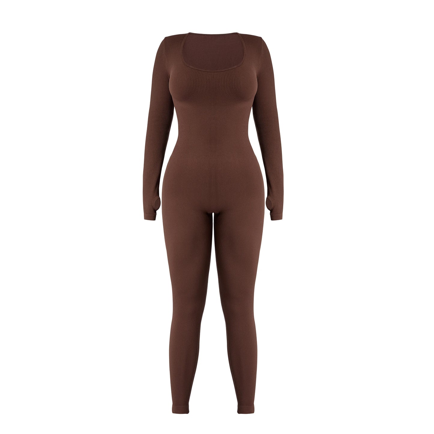 Women ‘s slim front Zipper Casual Brown Fitness Romper