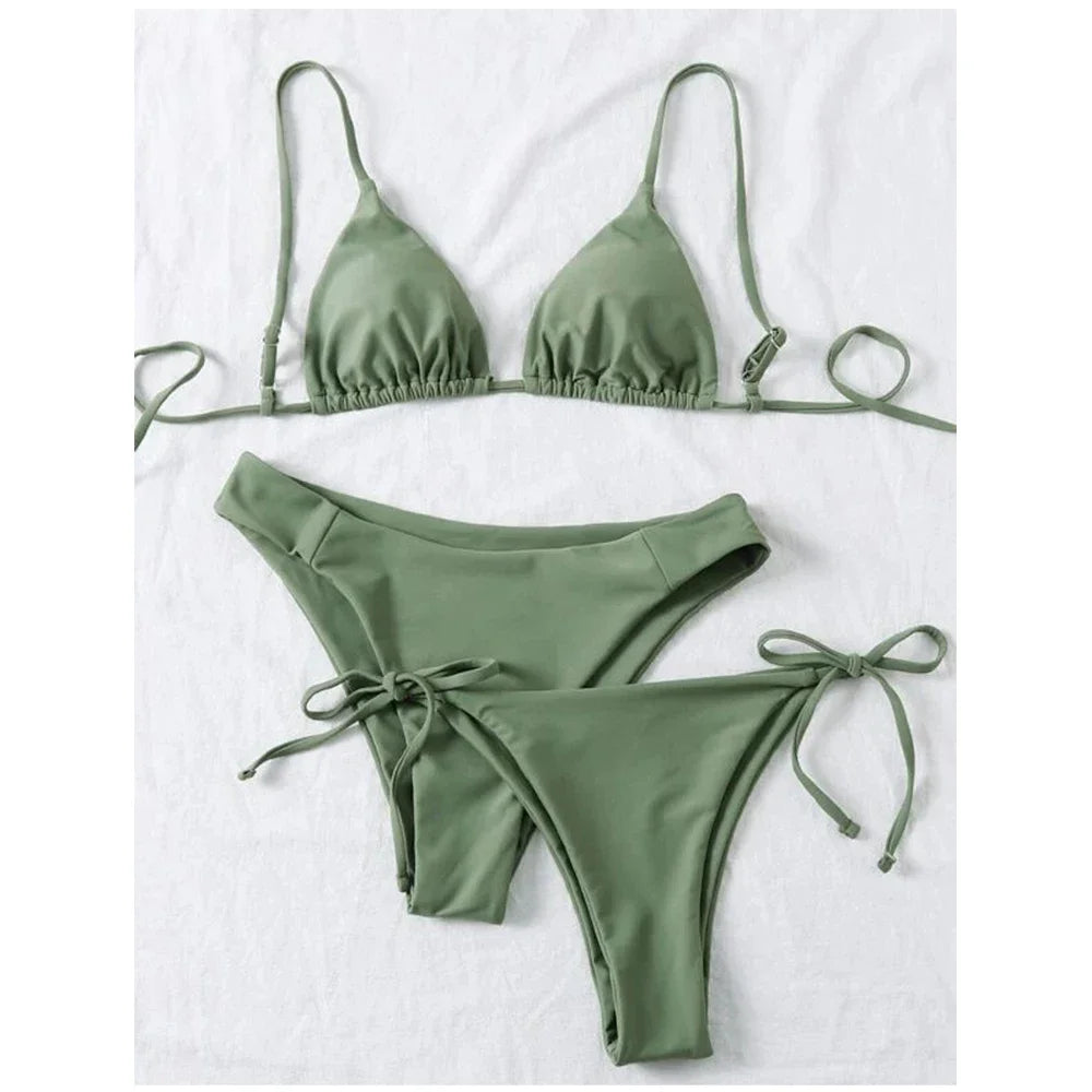 Solid Low Waist Swimsuit Beachwear Bathing Suit