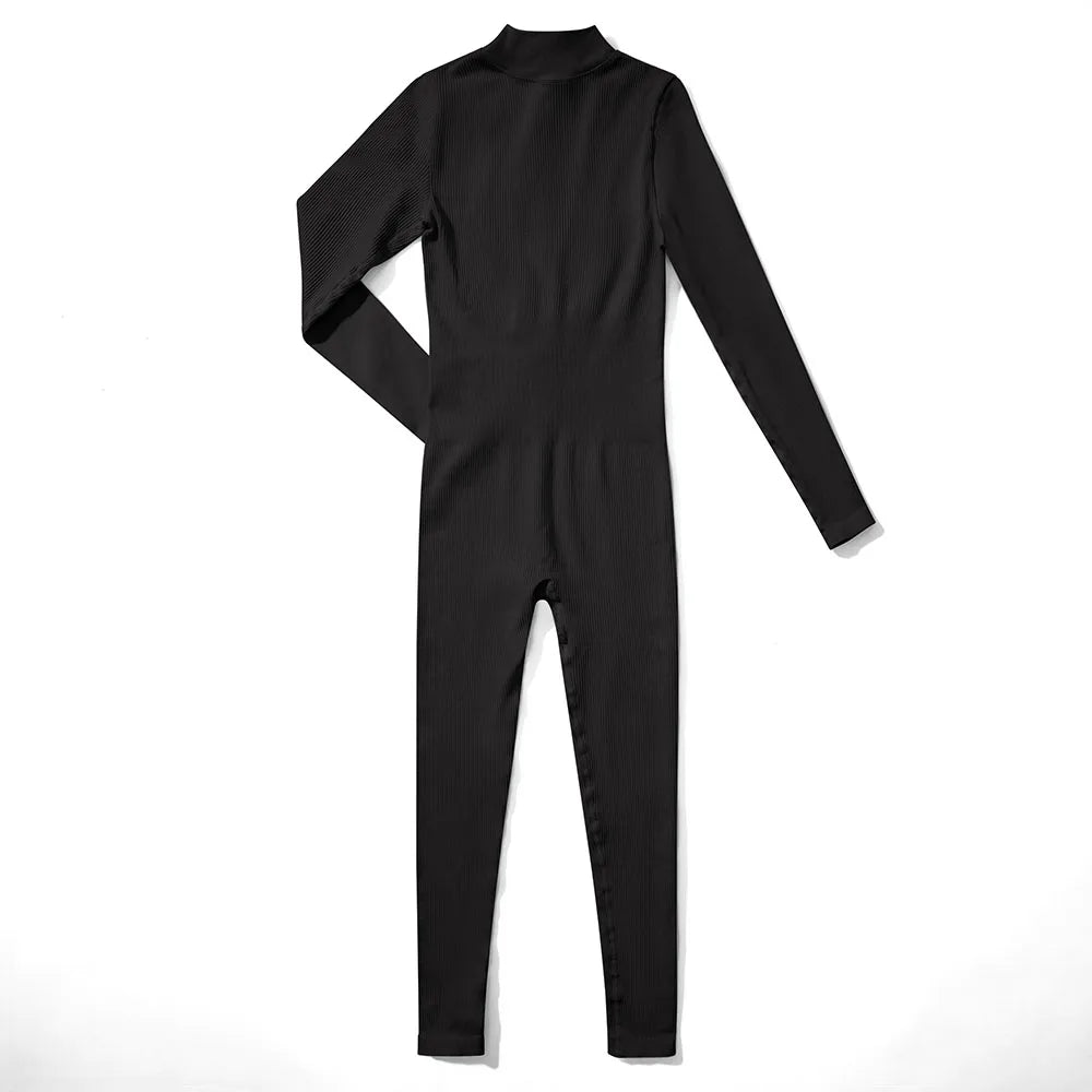 Women ‘s slim front Zipper Casual Brown Fitness Romper