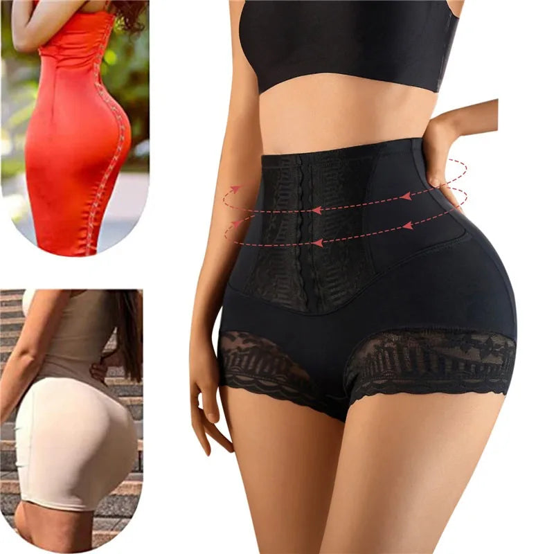 Women High Waist Control Seamless Lace Slimming Shapewear Panties
