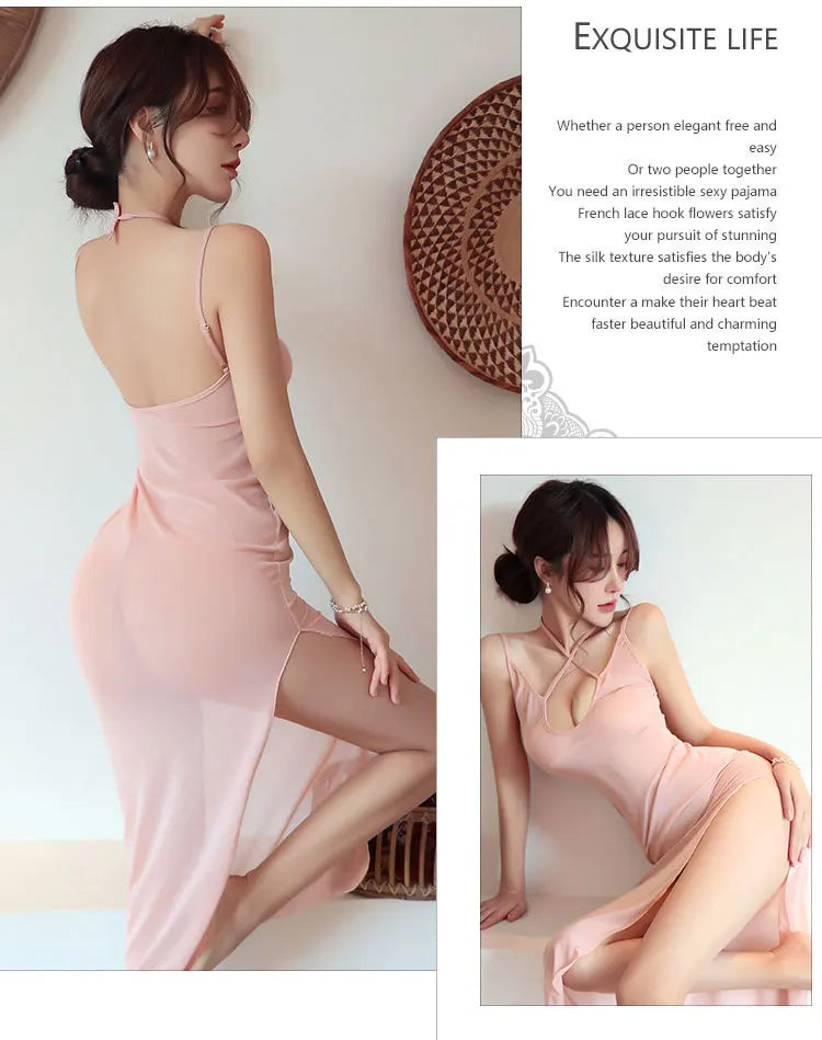 Thin Cute Long Sexy Perspective Nightclub Dress