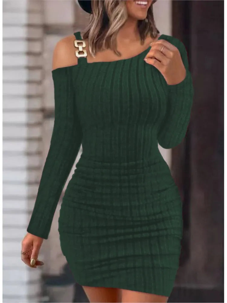 Sexy Chain Off Shoulder Mini Dress