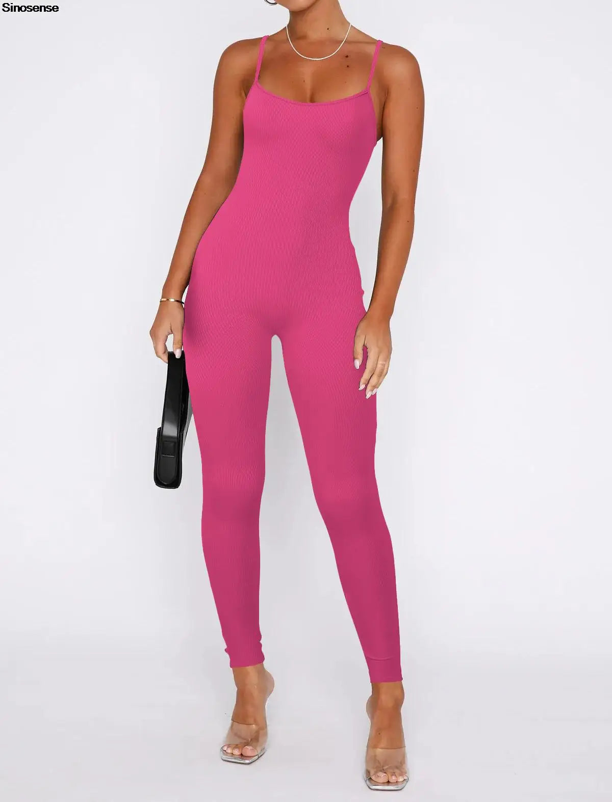 Women Workout Seamless One Piece Spaghetti Strap Yoga Jumpsuit