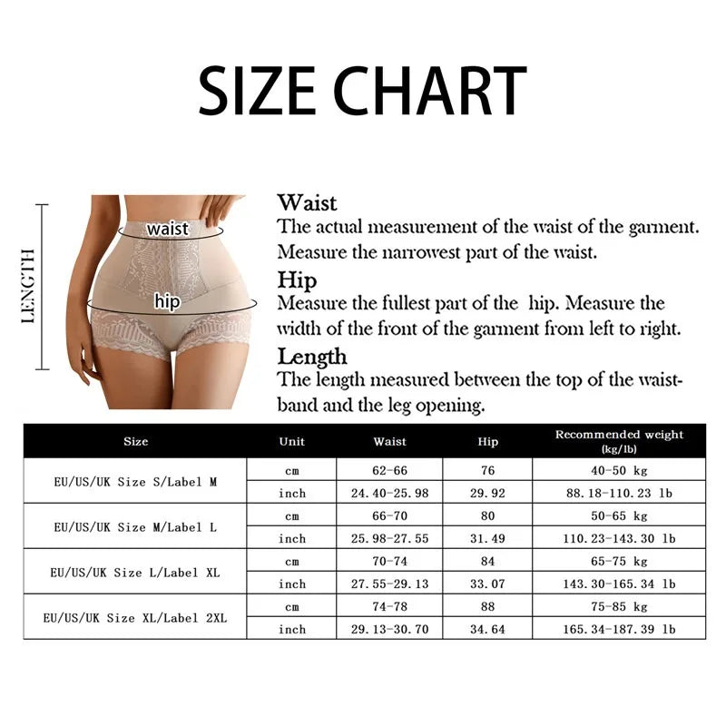 Women High Waist Control Seamless Lace Slimming Shapewear Panties
