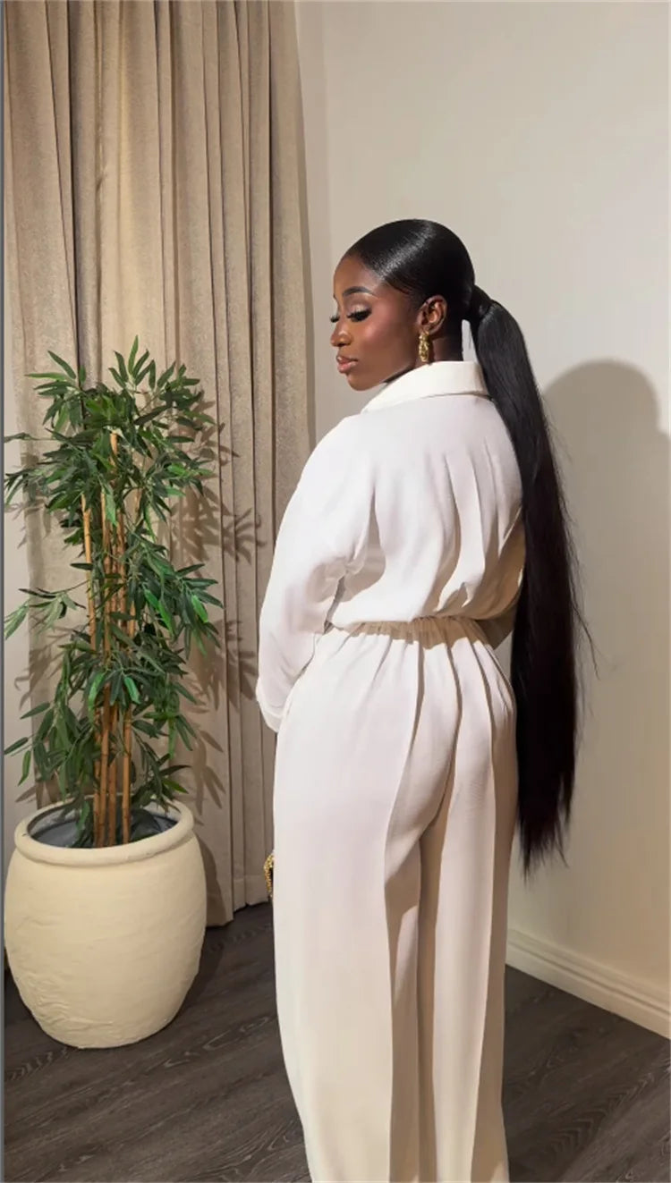Women Elegant White Cargo Jumpsuit Romper