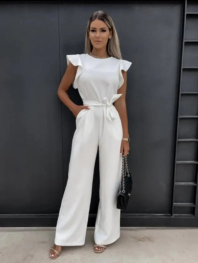 Elegant Short Sleeve Wide Leg Jumpsuit for Women