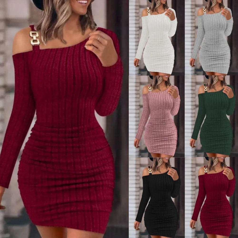 Sexy Chain Off Shoulder Mini Dress