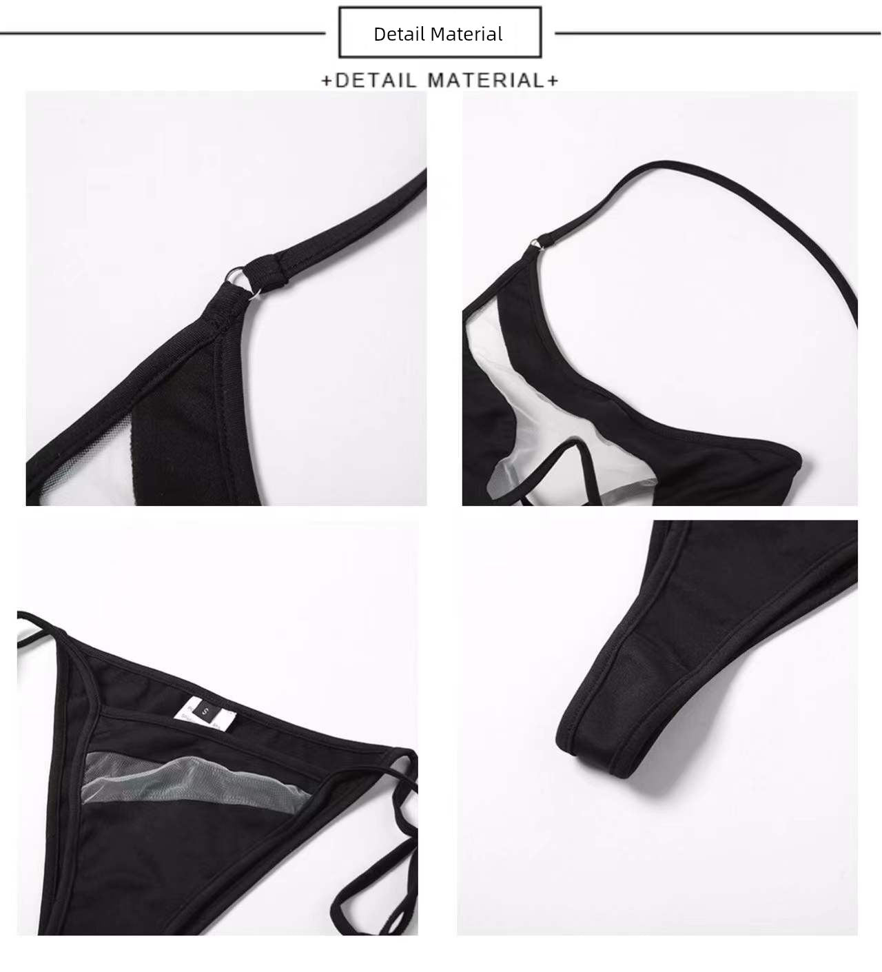 Sexy Separates One-Shoulder Sheer Mesh Bikini Black Swimming Suit