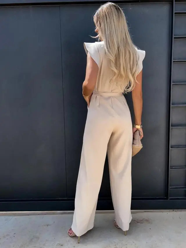 Elegant Short Sleeve Wide Leg Jumpsuit for Women