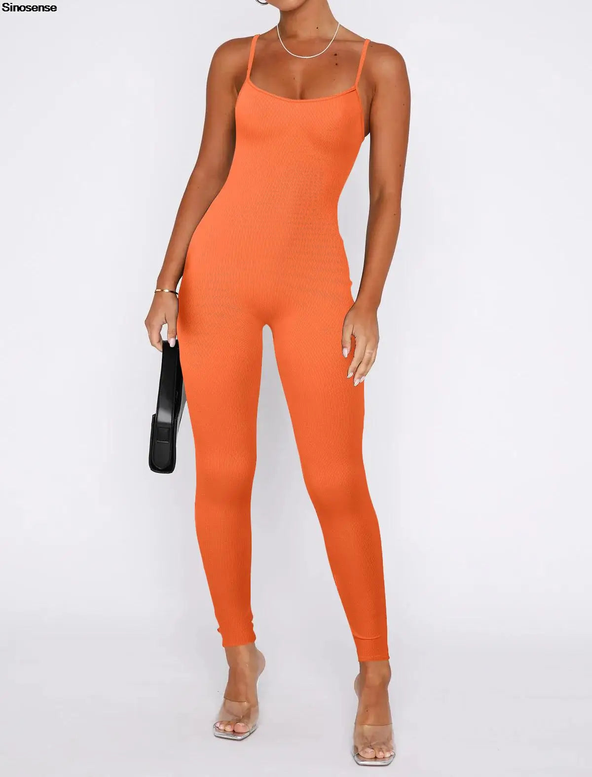 Women Workout Seamless One Piece Spaghetti Strap Yoga Jumpsuit