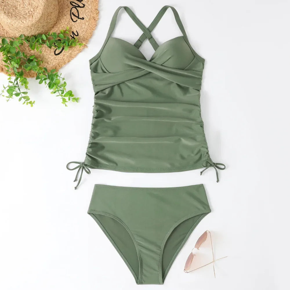 Summer Two Pieces Swimsuits Woman High Waisted Swimwear