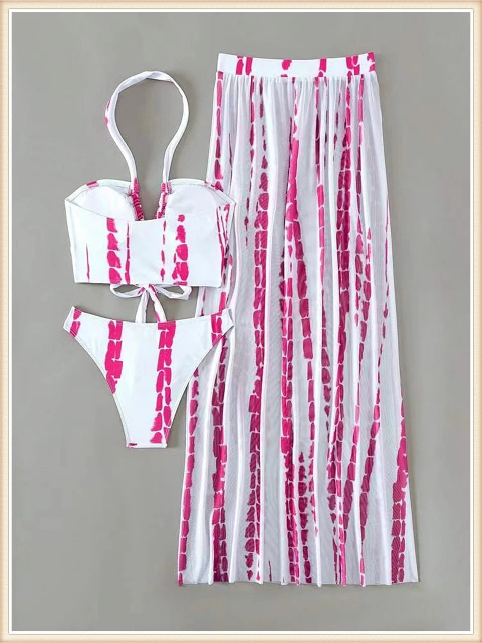 Women Sexy Halter Swimsuit & Cover Up Pants Swimwear