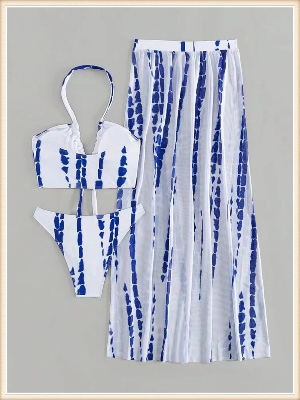 Women Sexy Halter Swimsuit & Cover Up Pants Swimwear