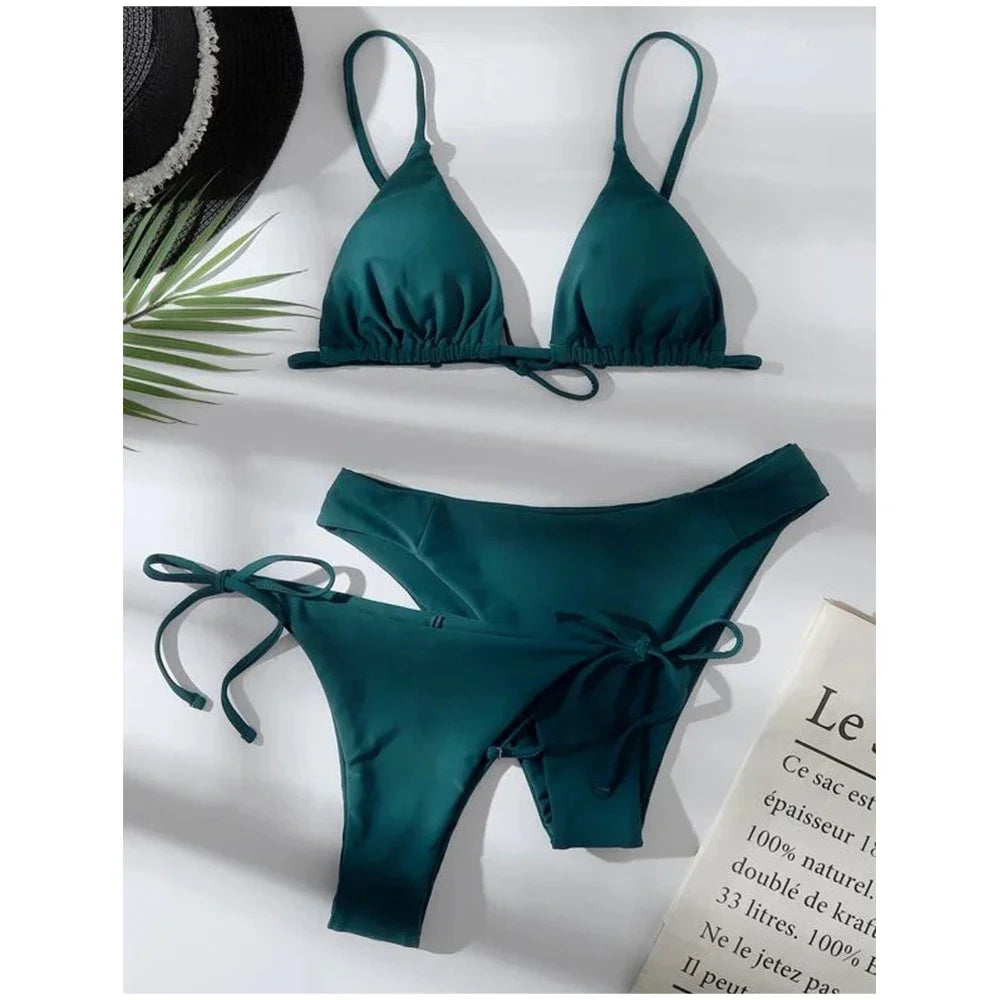 Solid Low Waist Swimsuit Beachwear Bathing Suit