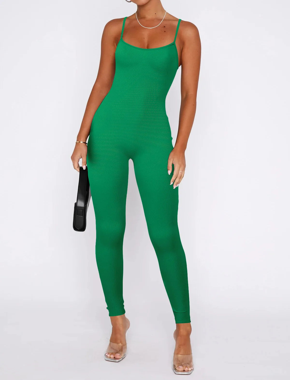 Women Workout Seamless One Piece Spaghetti Strap Yoga Jumpsuit