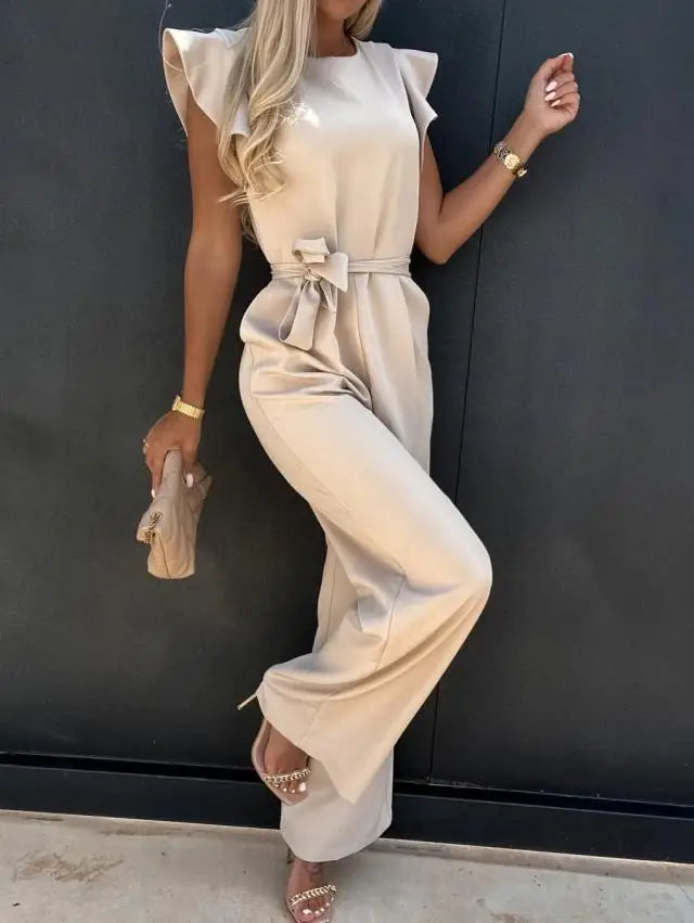 Elegant Short Sleeve Wide Leg Jumpsuit for Women