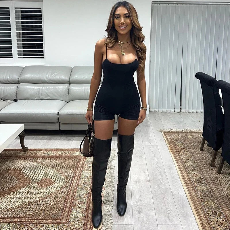 Women's Fashion Sport Spaghetti Strap Backless Tight Jumpsuits