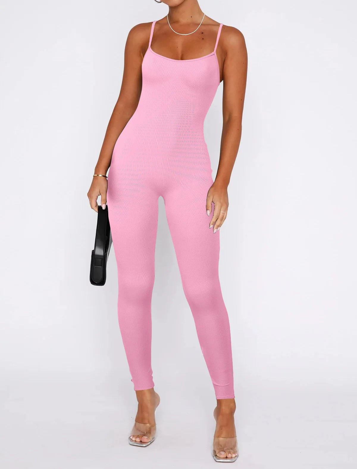 Women Workout Seamless One Piece Spaghetti Strap Yoga Jumpsuit