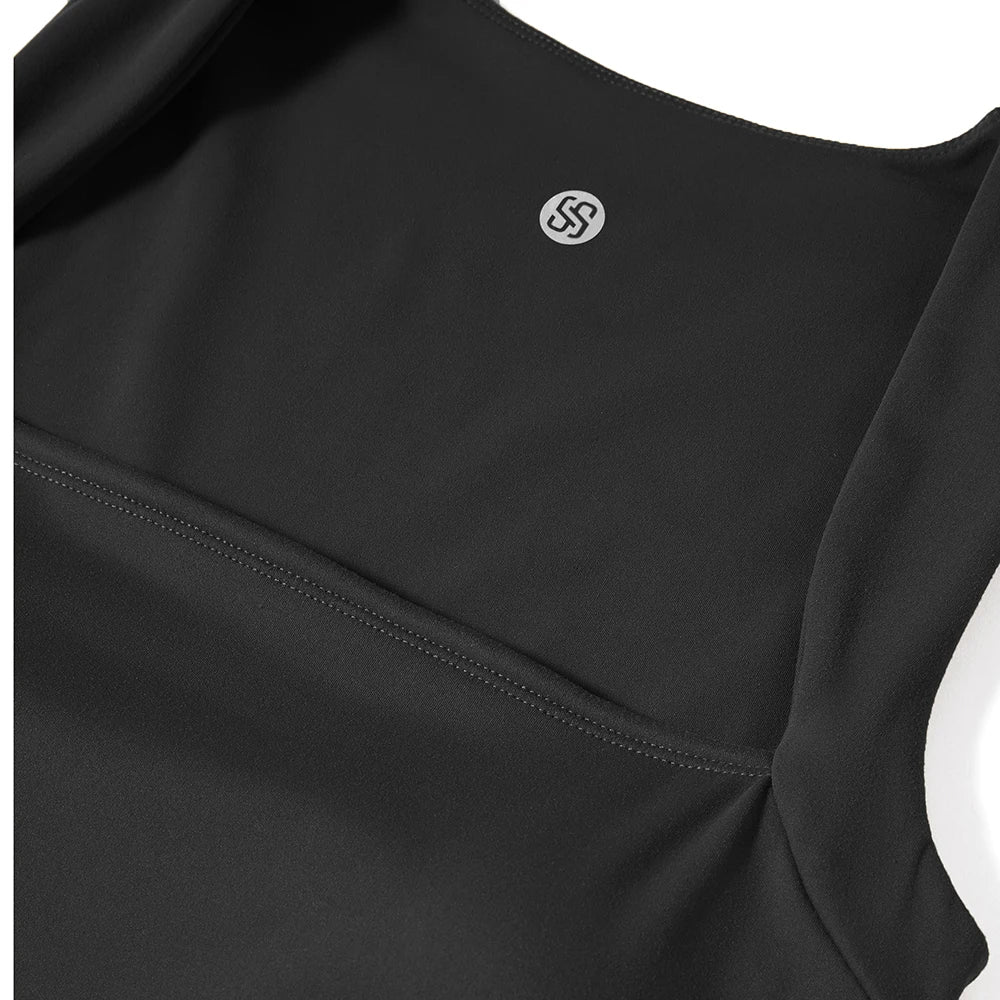 Women's Sleeveless Bodysuit Flared Pants with Square Neck